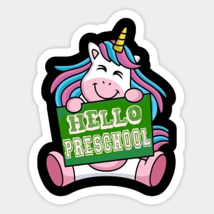 Funny Back to school Unicorn Hello Preschool T shirt Sticker